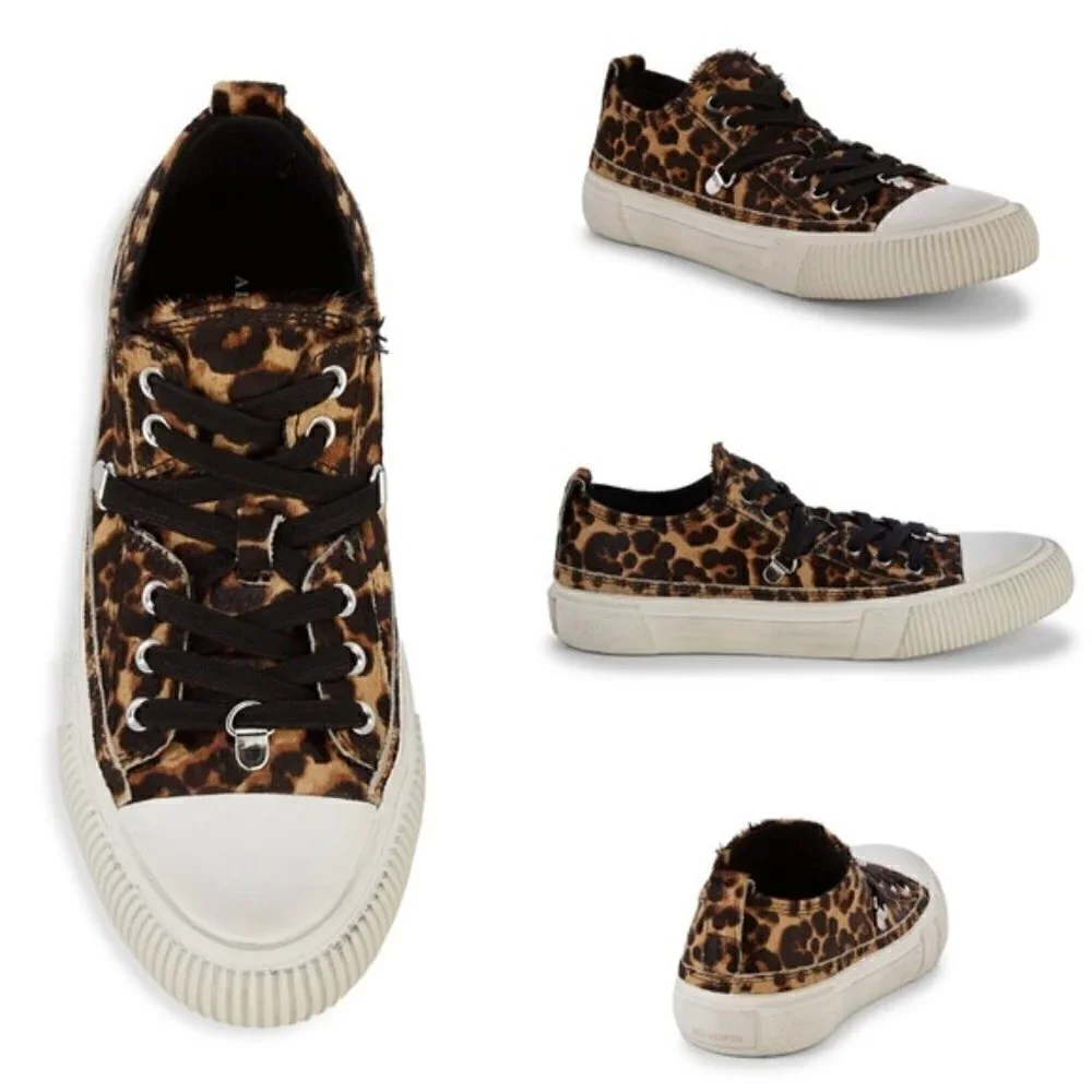 New ALL SAINTS Jazmin Haircalf Leopard Print Sneakers New With Box 9 US/40 EU